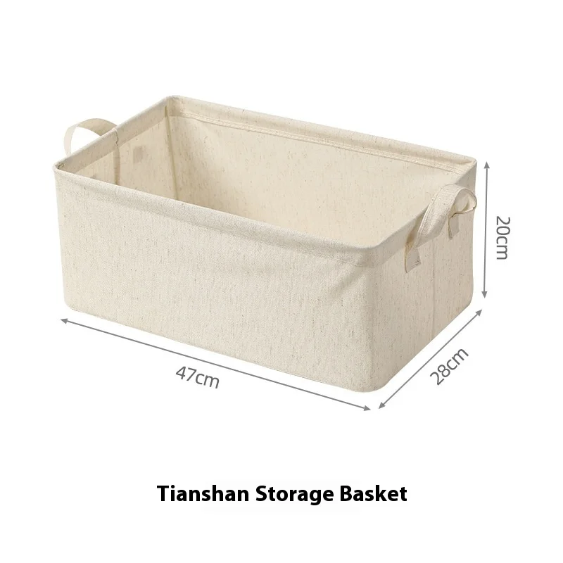 Choice Fun Foldable Fabric Storage Basket Washable Cotton Linen Living Closet Organizer with Handle for Bedroom Organization
