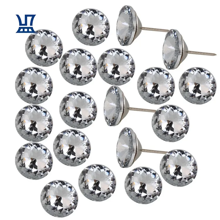 BQLZR Free Shipping 20Pcs Crystal Upholstery Nails Tack for Bags Sofas Furniture Decorative Tacks Crystal