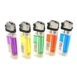Transparent Color Flint LED Lighter Cakmak Refillable Butane Gas Lighters Custom Logo