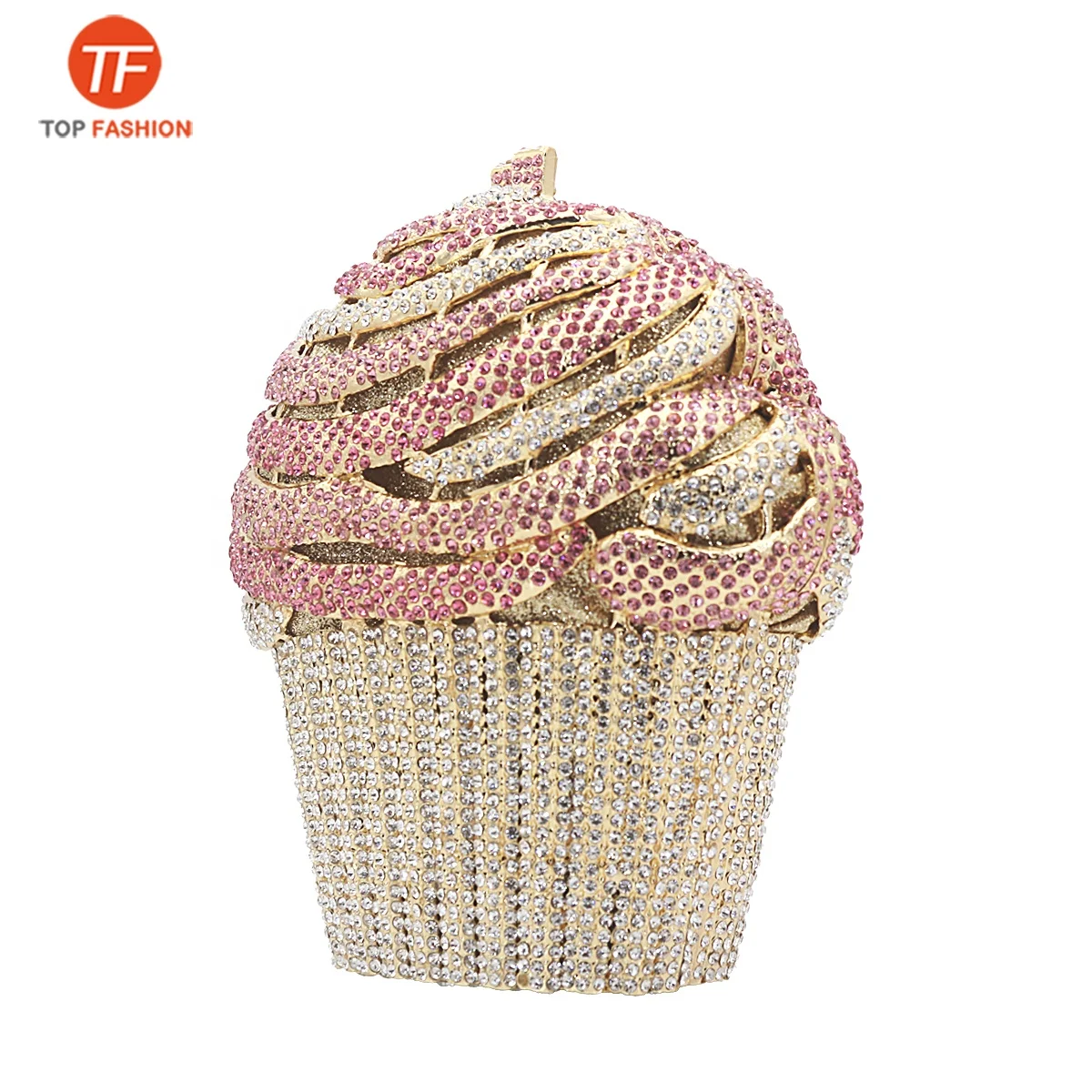 Luxury Cupcake Ice Cream Crystal Clutch Purses Bridal Wedding Party Purses from Factory
