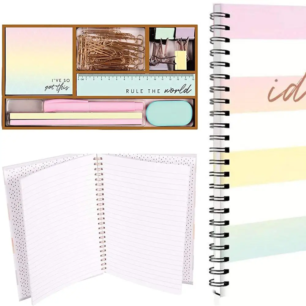 
Stationery Set Pastel Office Pen Pencil Tray Storage Pot Holder Notebook set 
