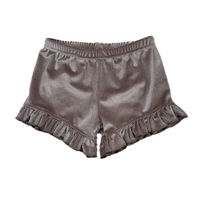 High Quality Kids Velvet Shorts Baby Girls Ruffle Shorts For Winter
