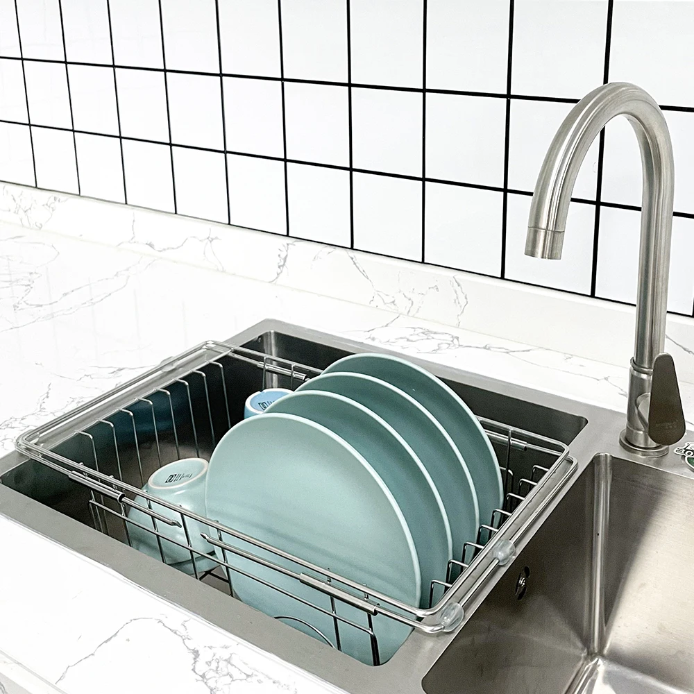 Customized sink home decor metal baskets dish drying rack storage basket kitchen vegetable storage dish drainerrack