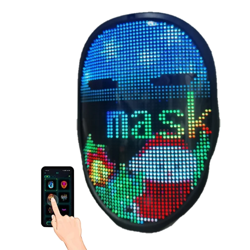 APP Halloween Face Changing Mask LED Light up Scary mask for Festival Cosplay Purge DIY Face Shield Costume Masquerade Carnival