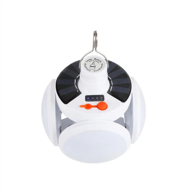 Solar Power Football Lights DC Charged  Portable Folding Hanging Camping Light Night Market Lamp Emergency Light