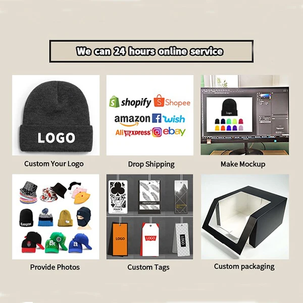 winter hats Unisex Acrylic Pullover Warm cuff beanie custom logo printed knit beanie cap  jacquard beanie hat