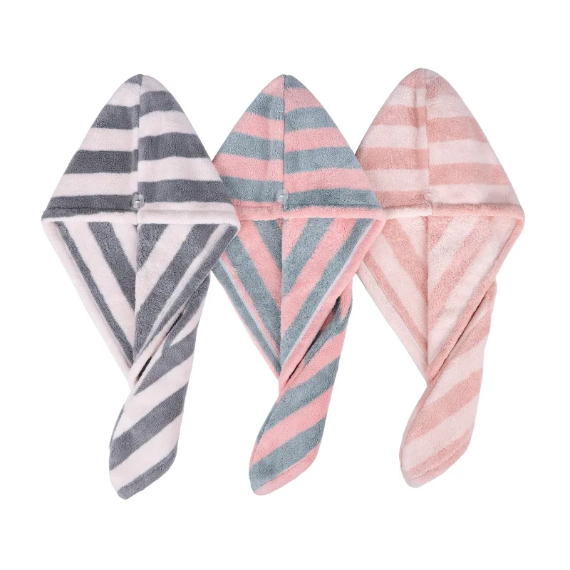 Тюрбан для сушки волос из микрофибры, полотенце для сушки волос с пуговицами