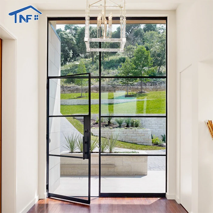 Factory direct sale black frame sound proof  aluminum french doors for houses