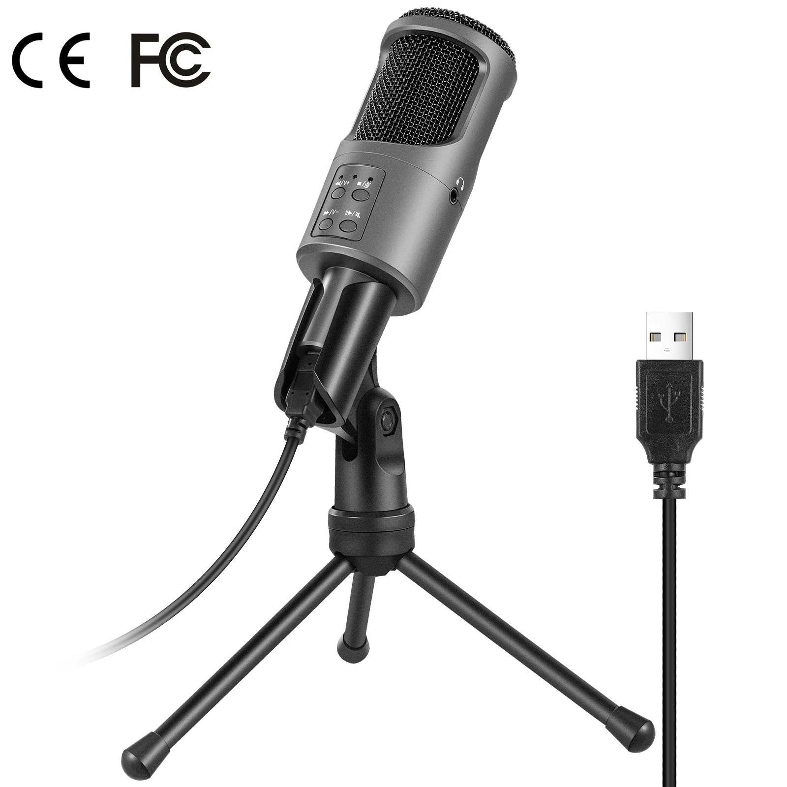 Компьютерный микрофон со штативом для мобильного телефона профессиональный караоке проводной