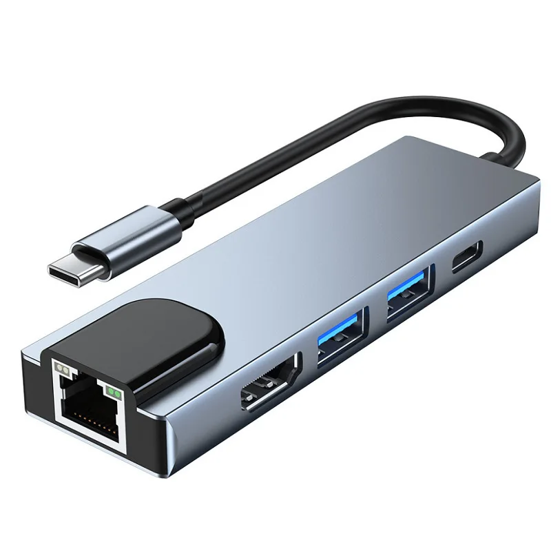 Type C Usb 3.0 Type-C to Rj45 Converter multifunction adapter 5 In 1 USB C to HDTV4K with Ethernet for PC /laptop