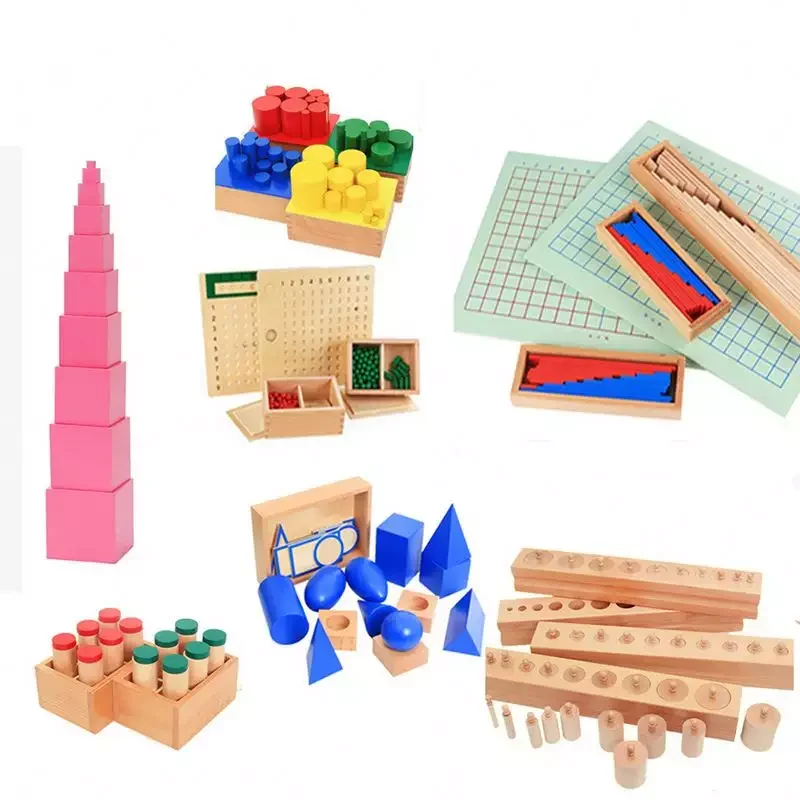 TOP Kids Learning Wooden Montessori Educational Teaching Aids Learning Materials Set Metal Insets Montessori Toys