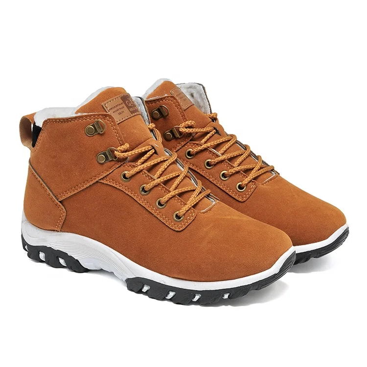 new arrival men winter microfiber suede shoes ankle boots with fur