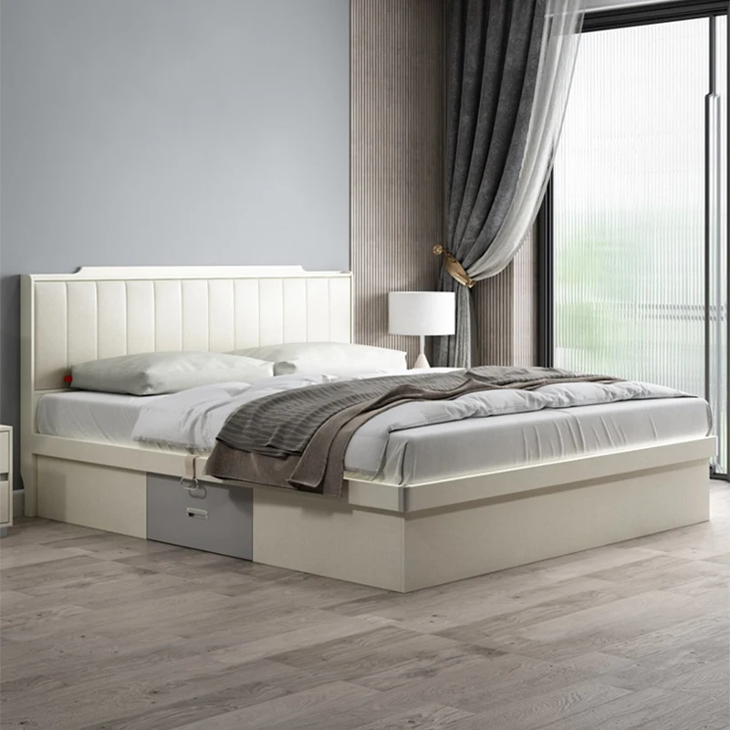 Light Luxury Air Pressure Storage Bed High Box Storage Bed Modern Simple 1.5 M 1.8 M Side Opening Master Bedroom Double Bed