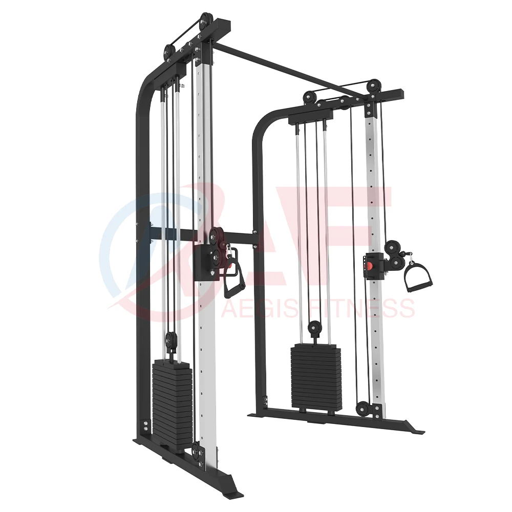 AEGIS Multi Functional Strength Machine Dual Adjustable Pulley Cable Crossover Trainer Smith Machine
