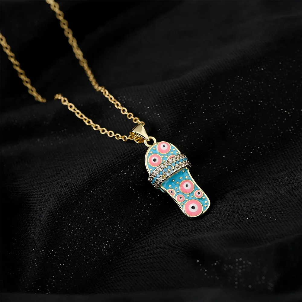 2022 Summer jewelry Hot Sell Gold Colorful Slipper Necklace