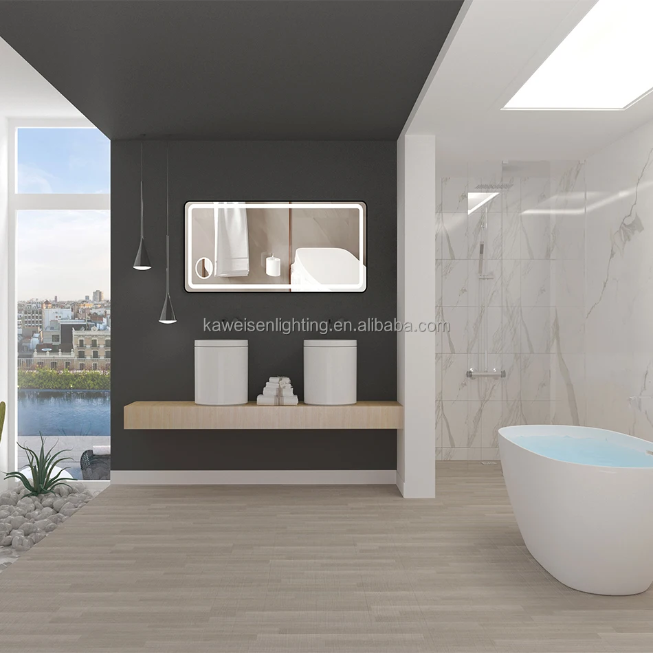 Factory Supply Big-Sized Bath Mirror Wall Mounted Led Lighting Touch Sensor 3-CCT Adjustable Bathroom Makeup Mirrors