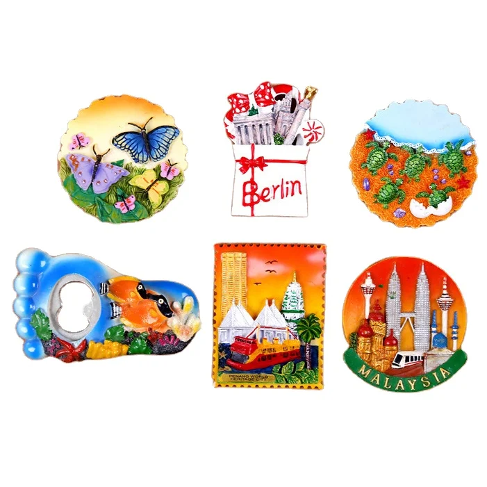 Wholesale Promotional  Gift Tourist Custom Country 3d Resin Fridge Magnet for Refrigerator Souvenir