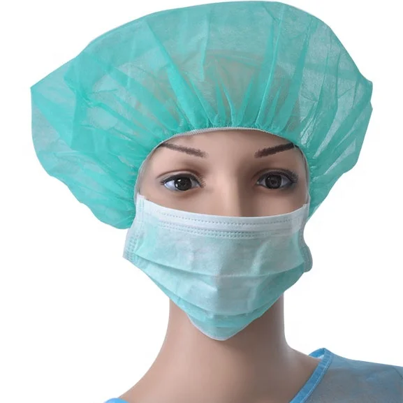 Disposable non woven bouffant surgical cap doctor cap 12gsm 21inch