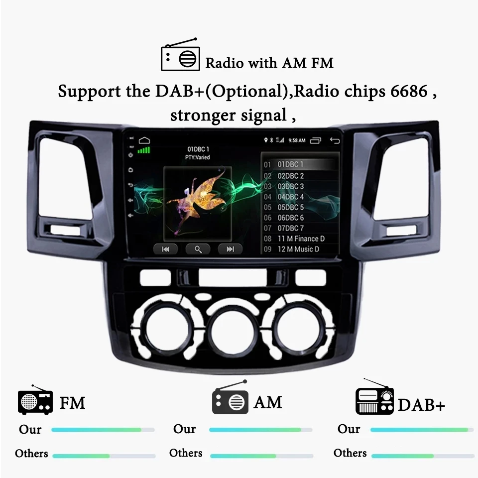 Android 9 Car Radio For Toyota Fortuner Hilux 2007 -2015 with Multimedia Video Gps Navigation Car DVD Player
