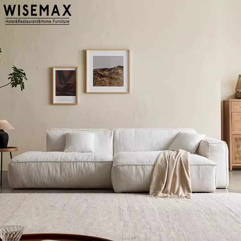 WISEMAX современный диван для гостиной удобный с перьями индивидуальный секционный в форме белой ткани
