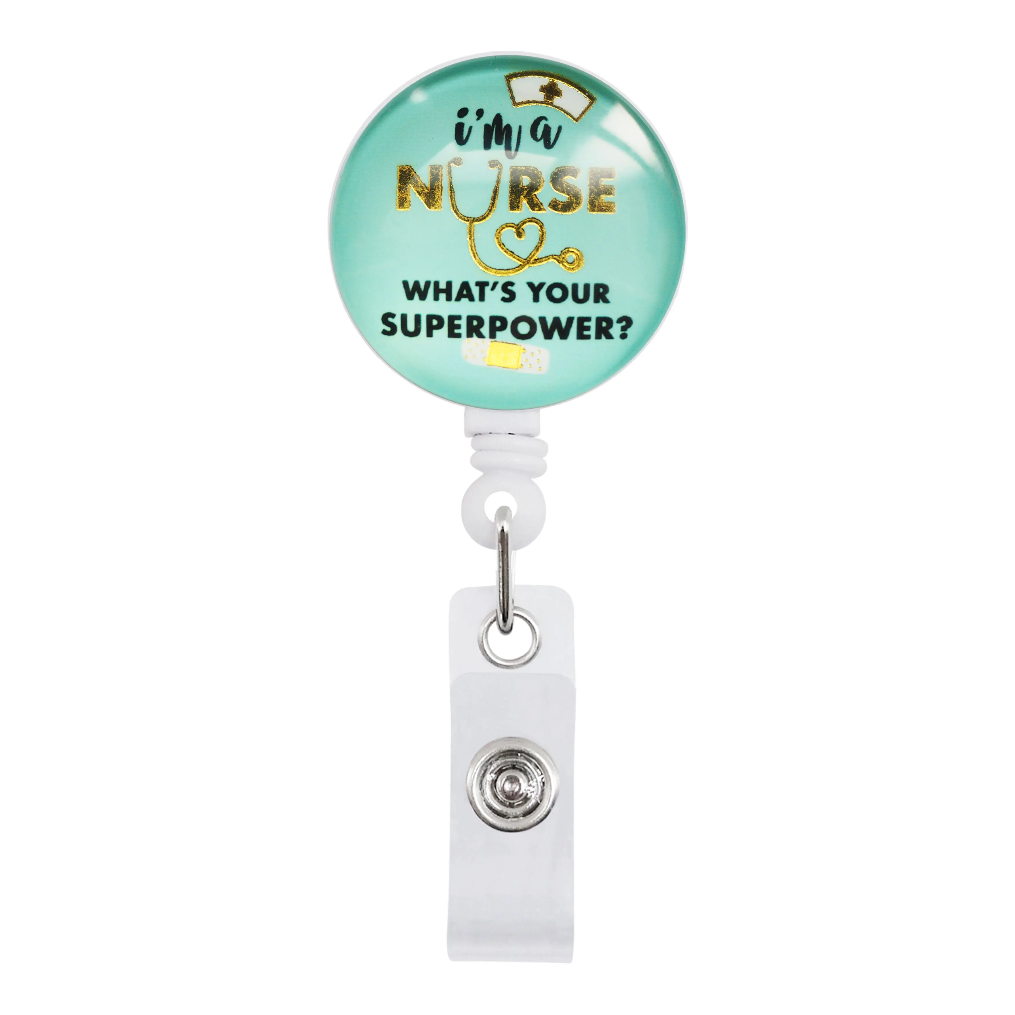 hot sell crystal epoxy retractable badge reels custom badge scroll nurse student office badge reel ID holder With Alligator Clip