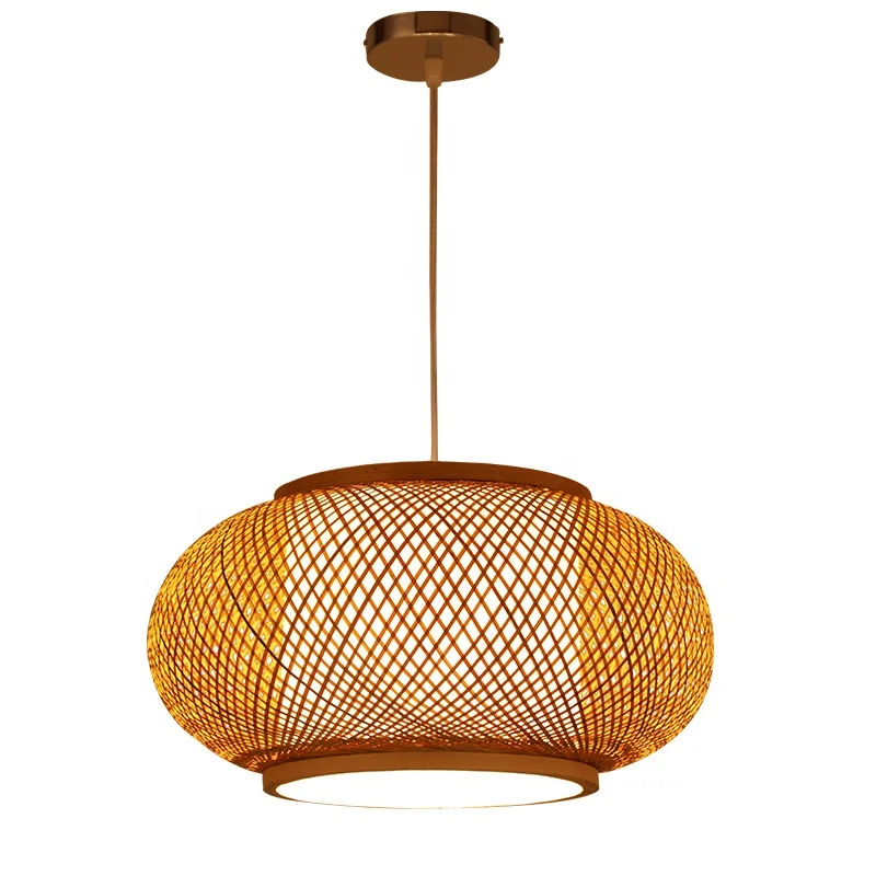 Handmade Wicker Vintage indoor decoration hanging Lamps Rattan Pendant Light Bamboo Weaving Lamp Pendant Lighting