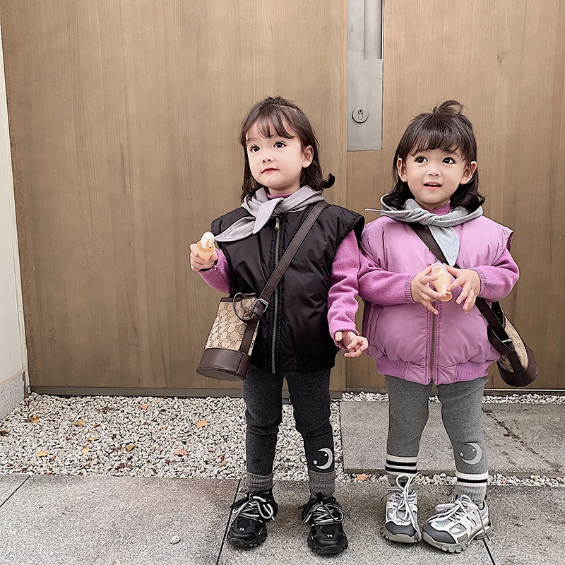 
Winter Warm Kids Down Vest Solid Color High Quality Lightweight Zipper Winter Clothes for Girls 