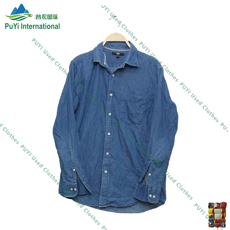 Men jeans shirt long sleeve used clothes bales denim whosale clothing men used for ladies