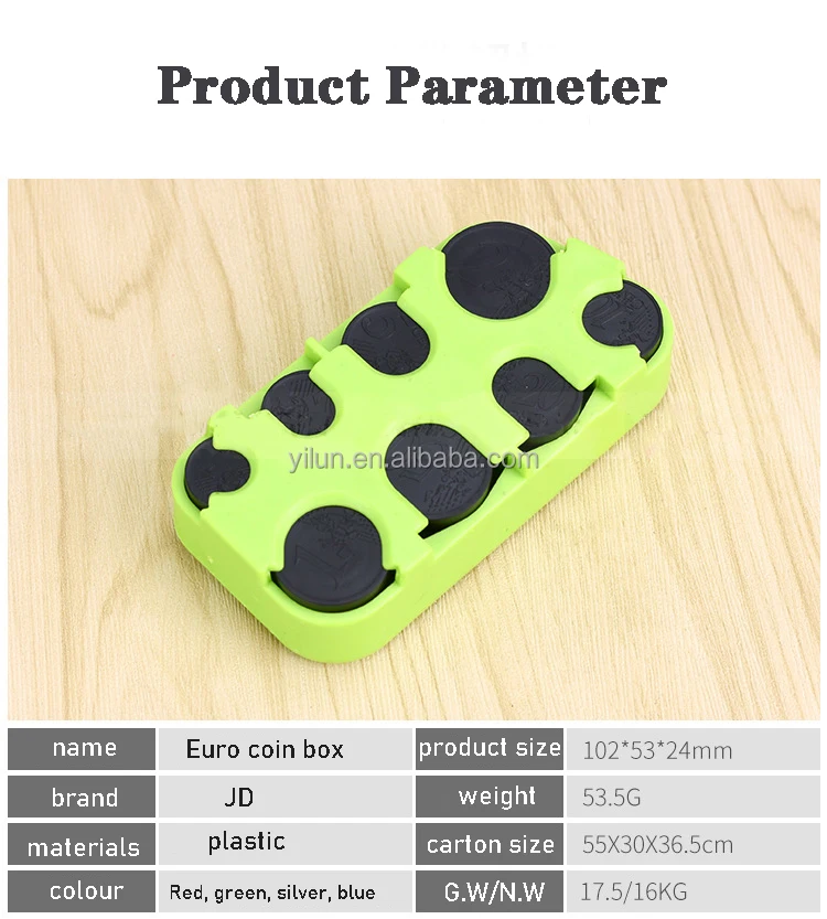 Hot Selling Factory Euro Coin Box  From Stock Small Change box Plastic coin storage box