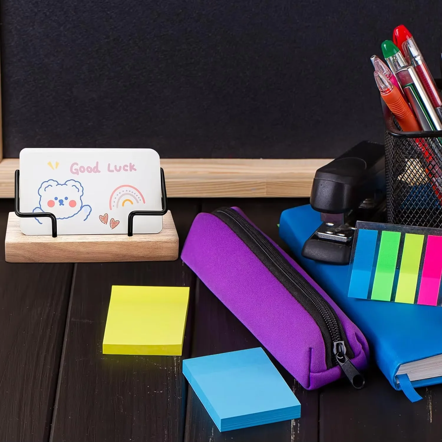 2 wooden business card display racks and postcard holders suitable for office and home desktops