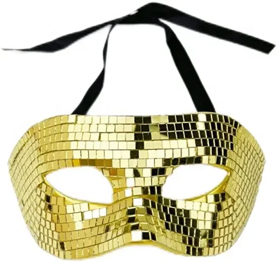 Mirror Mask for Men Women Mirror Glass Disco Ball Glitter for Disco Theme Bachelorette Party Holiday Decoration Bride Party