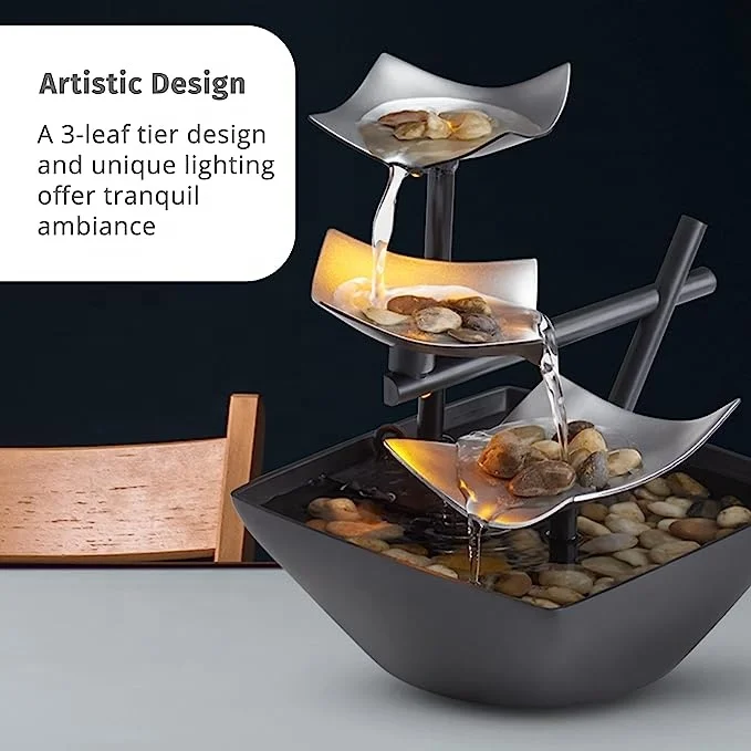 Tabletop Water Fountain Home Decor Soothing Sound Machine Indoor Zen Relaxation for Office Living Room or Bedroom