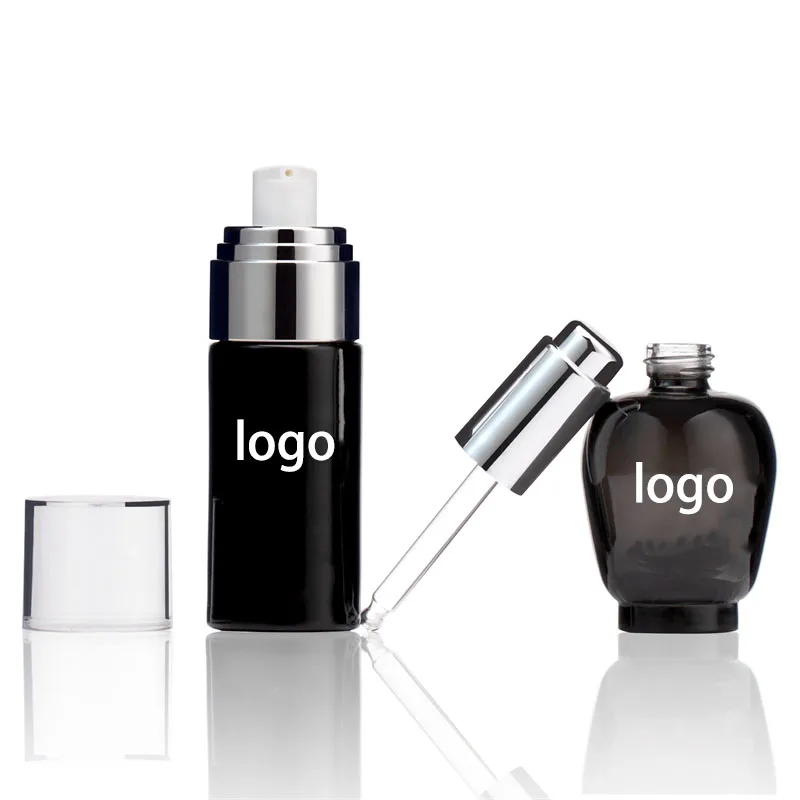 High quality serum packaging 2 oz glass pump bottle 30ML Luxury glass bottle pump cosmetic glass serum bottle with pump