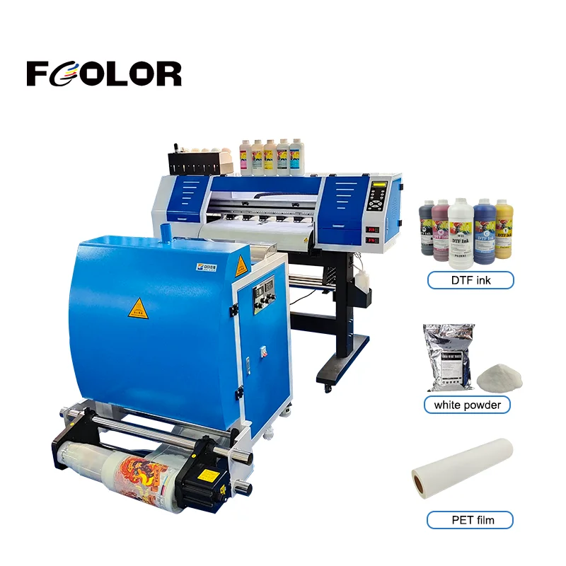Hot sale 24 inch DTF printer dual xp600  roll to roll pet film DTF printing machine with 60cm DTF powder shaker