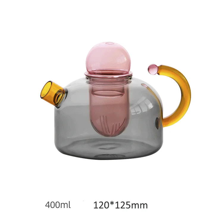 56H Creative color contrast and high-temperature resistant glass teapot separated and filtered glass kettle and cup set