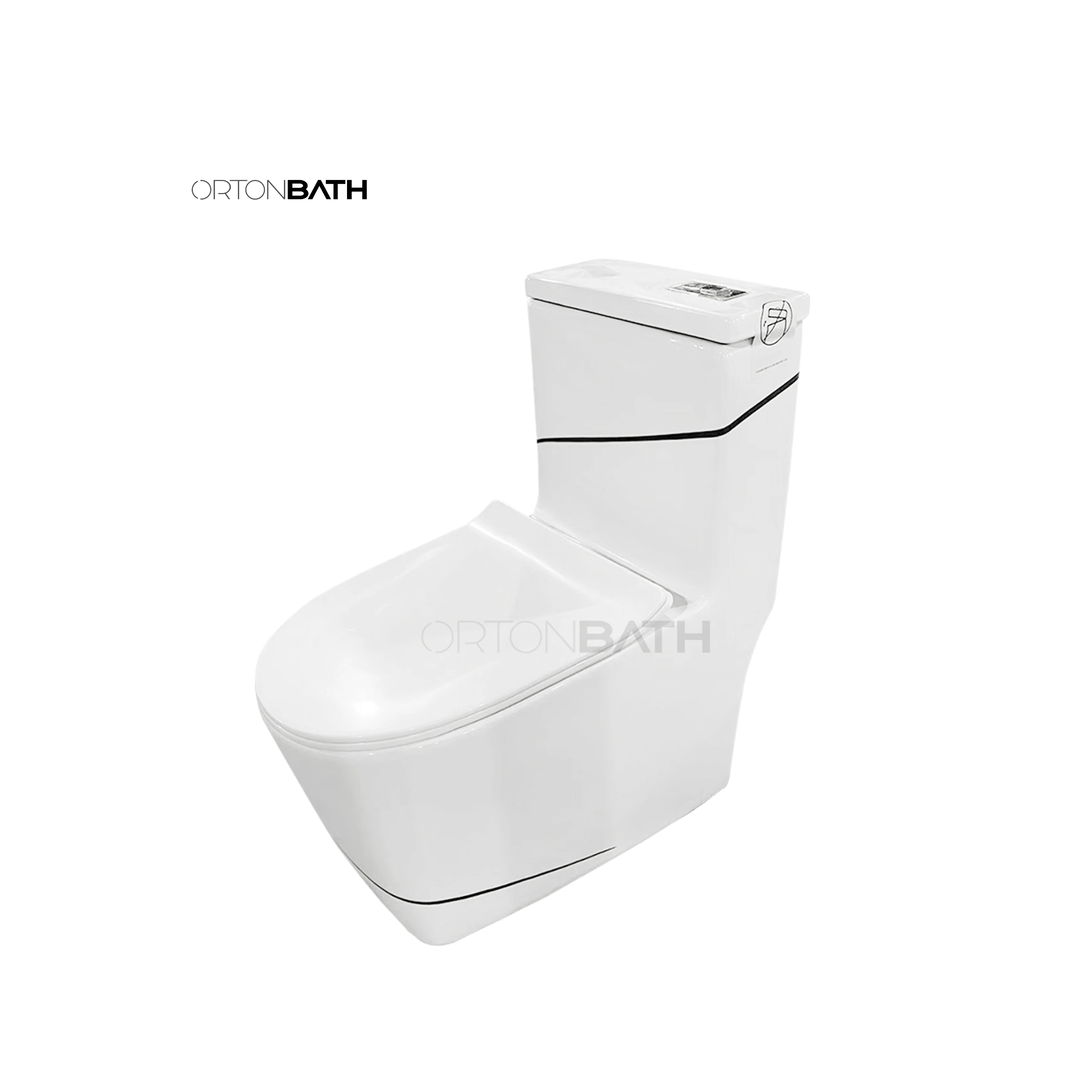 ORTONBATH new design colorful black line Dual Flush Elongated One Piece Toilet with Comfortable Seat Height and 12' Rough-In