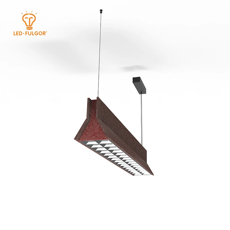 LED FULGOR 40 PET felt Color options UGR 19 office acoustic pane Linear LED light luminaire