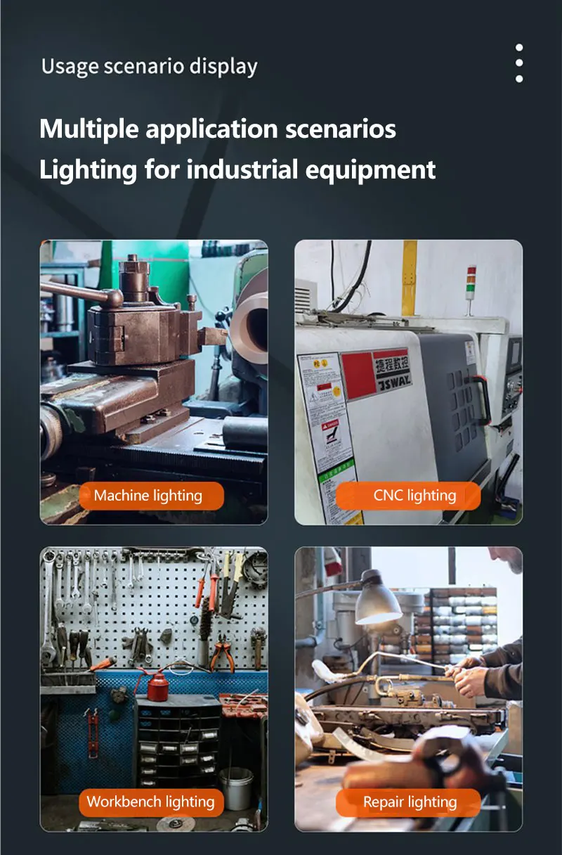 5W CNC Metal Hose Work Light 24V 220V Strong Magnetic Base 360 Rotating Machine Work Light 40cm