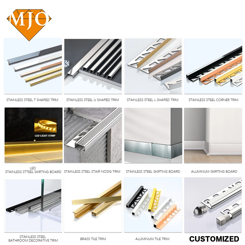 Foshan Supplier MJO Wholesale Trim Corner Stainless Steel Corner Trim For Wall Corner Covers 304/316 Tile Trim