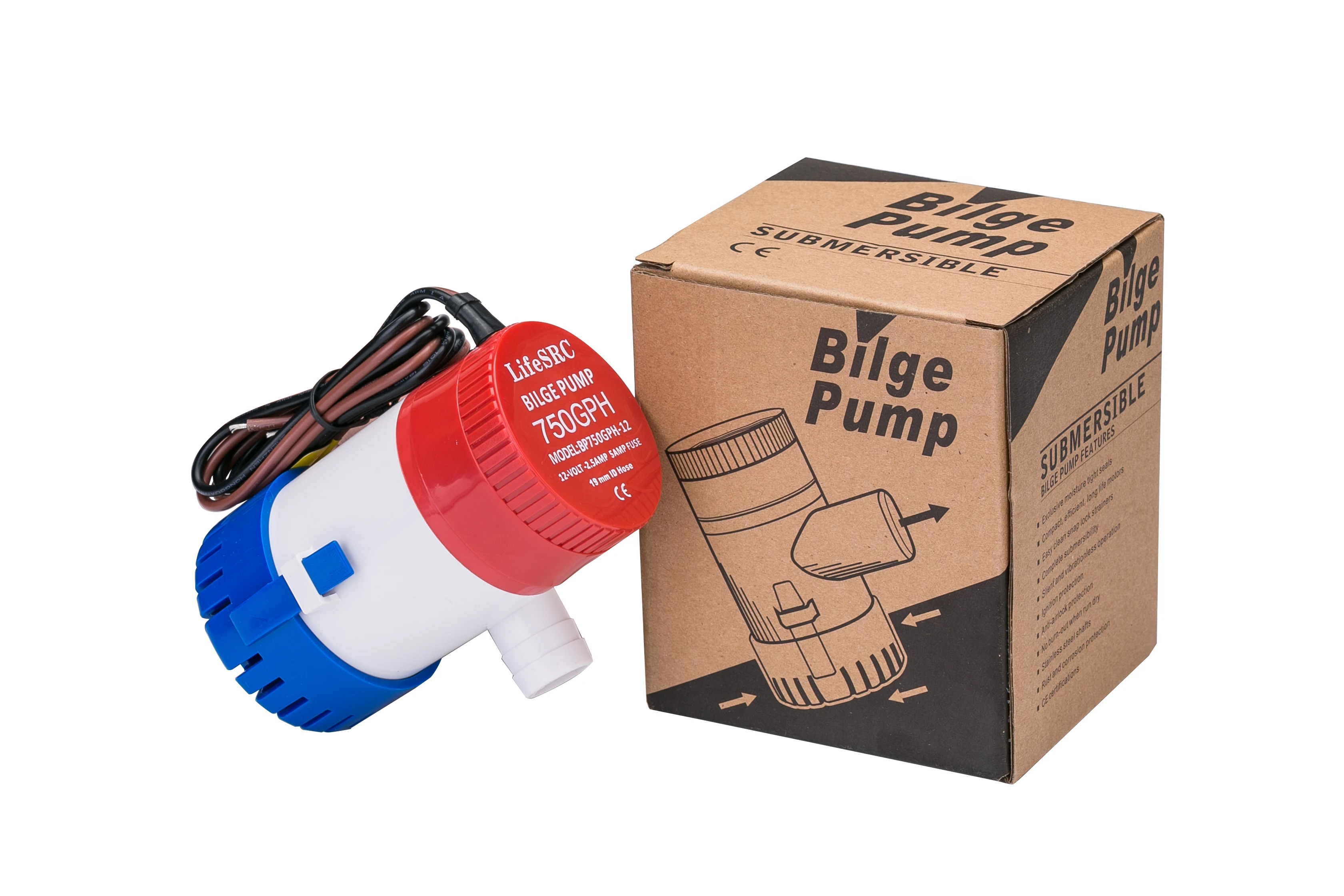 
LifeSRC BP1100-12V-24V Bilge marine pump for yacht,29mm ID Hose 