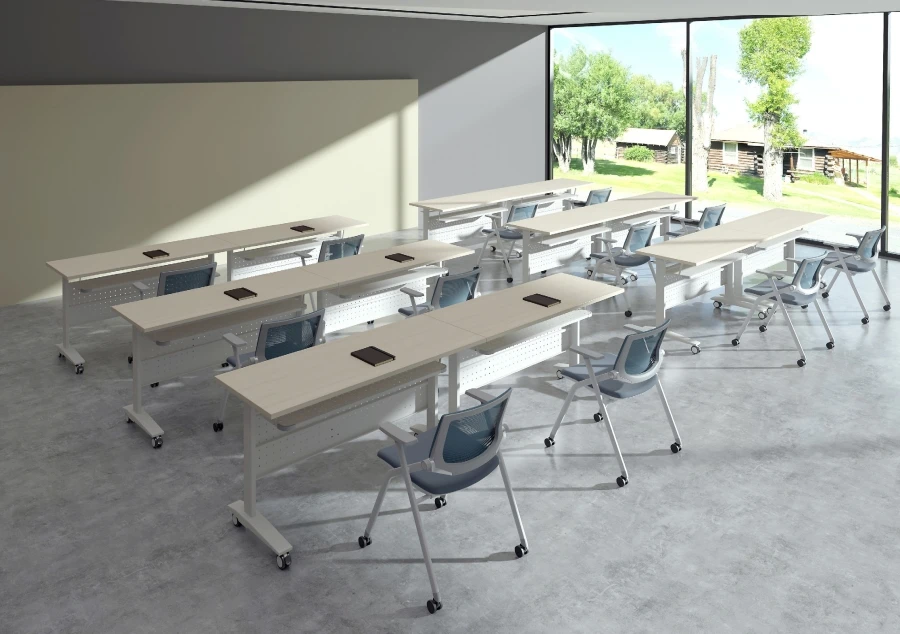 Folding Training Table And Chair Combination Conference Table Double Tutoring Class Study Desk Long Table Office Movable Desk