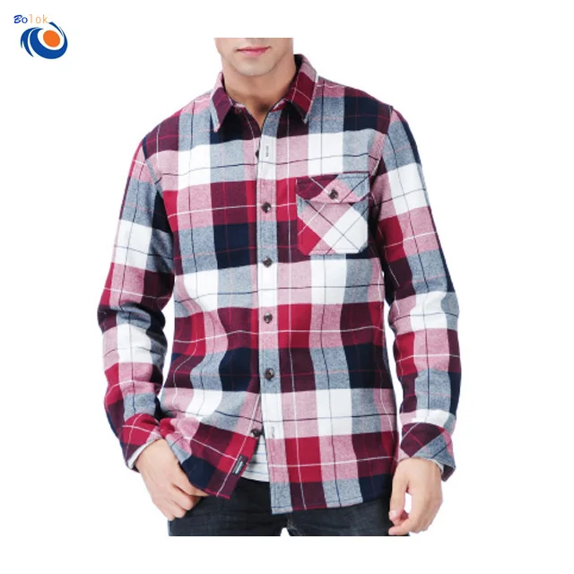 Mens cotton casual check red black button up shirts fitted plaid flannel shirt mens