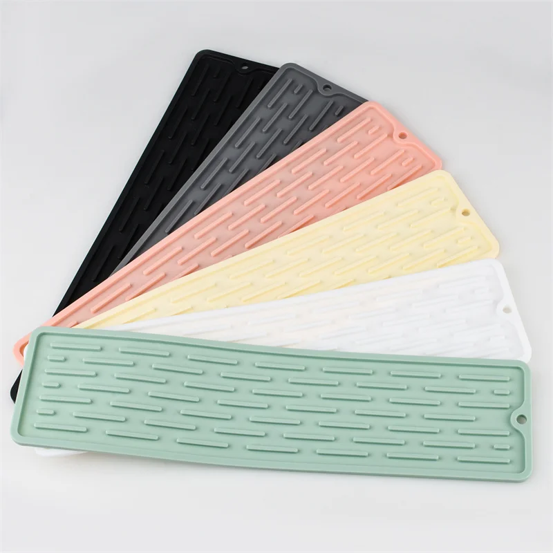 Non-slip Kitchen Easy To Clean Silicone Drain Mat Silicone Dish Drying Drain Pad  for Countertop