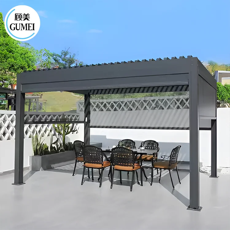 Customized Waterproof Louver Roof Electric Gazebo Garden Aluminium Pergola