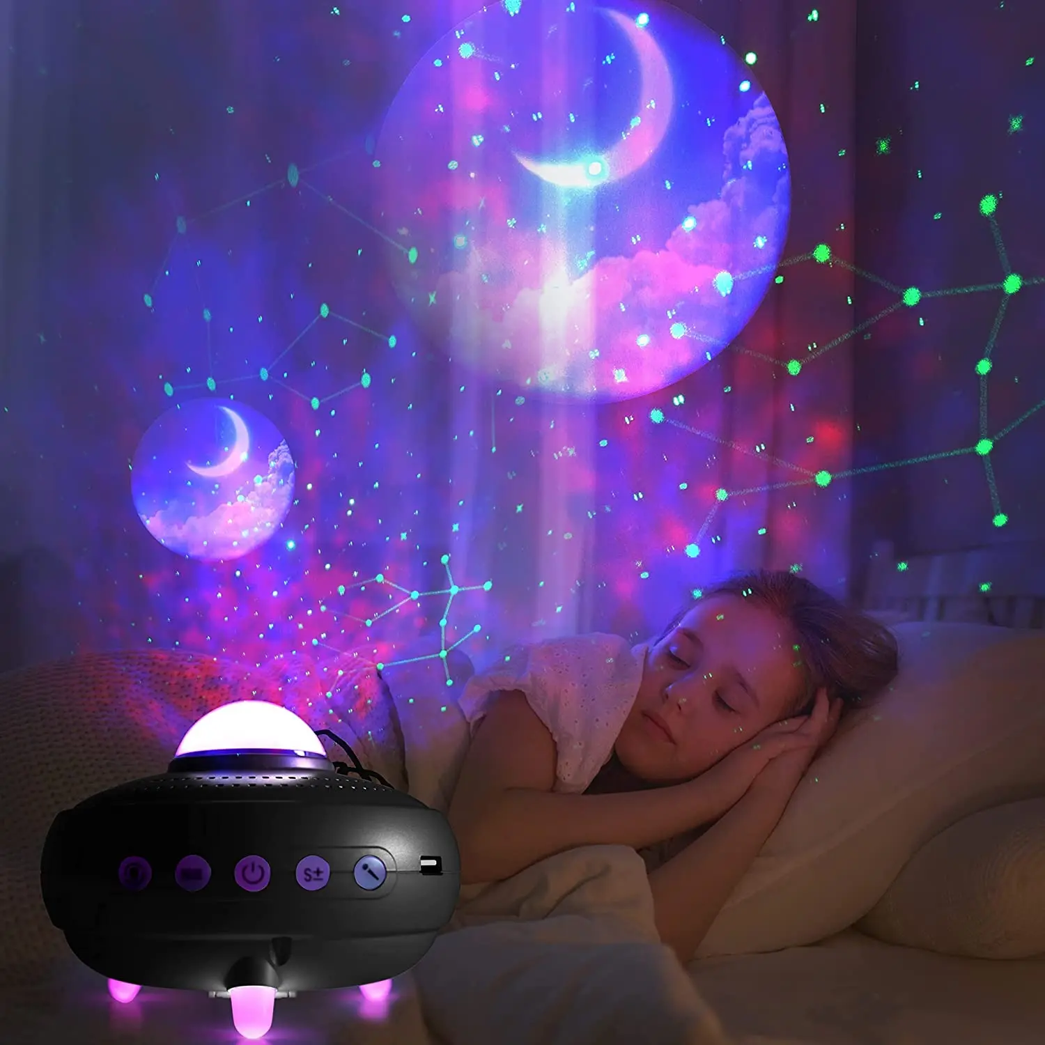 New 12 Constellations Music Galaxy Projector Lamp Romantic Nebula Planet Laser Atmosphere lamp with BT and Remote  Control