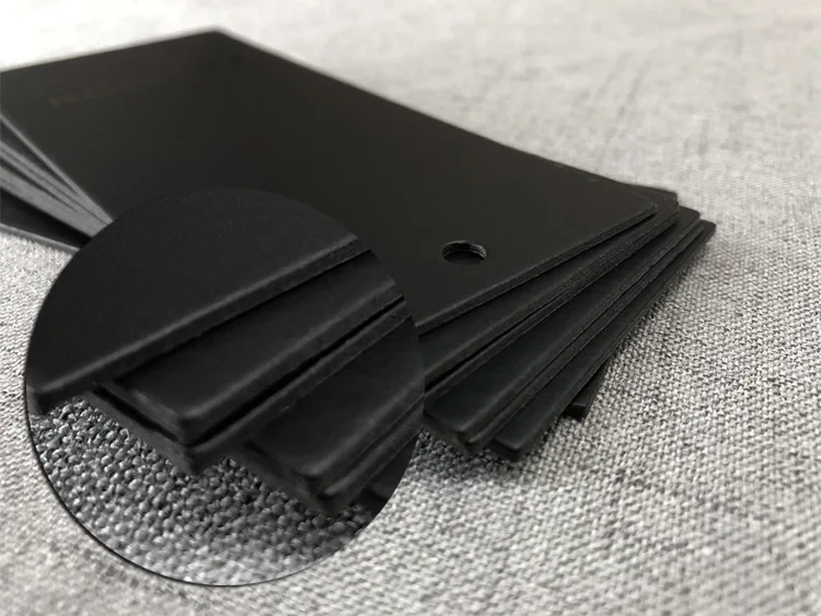 Custom swing tag luxury Garment black UV printed logo name hanging tag recycled paper cardboard hang tags for clothes