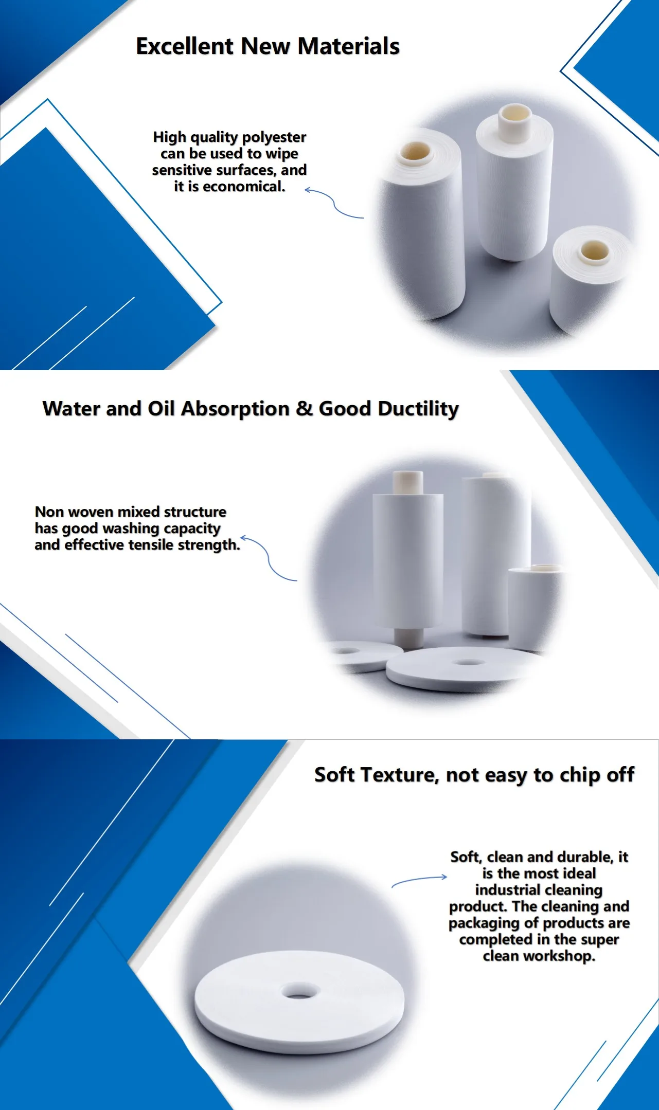 CANMAX Lint Free Oil Absorbing Industrial Cleanroom Cleaning Wiping Wiper Cloth Roll For Automatic cleaning of machine