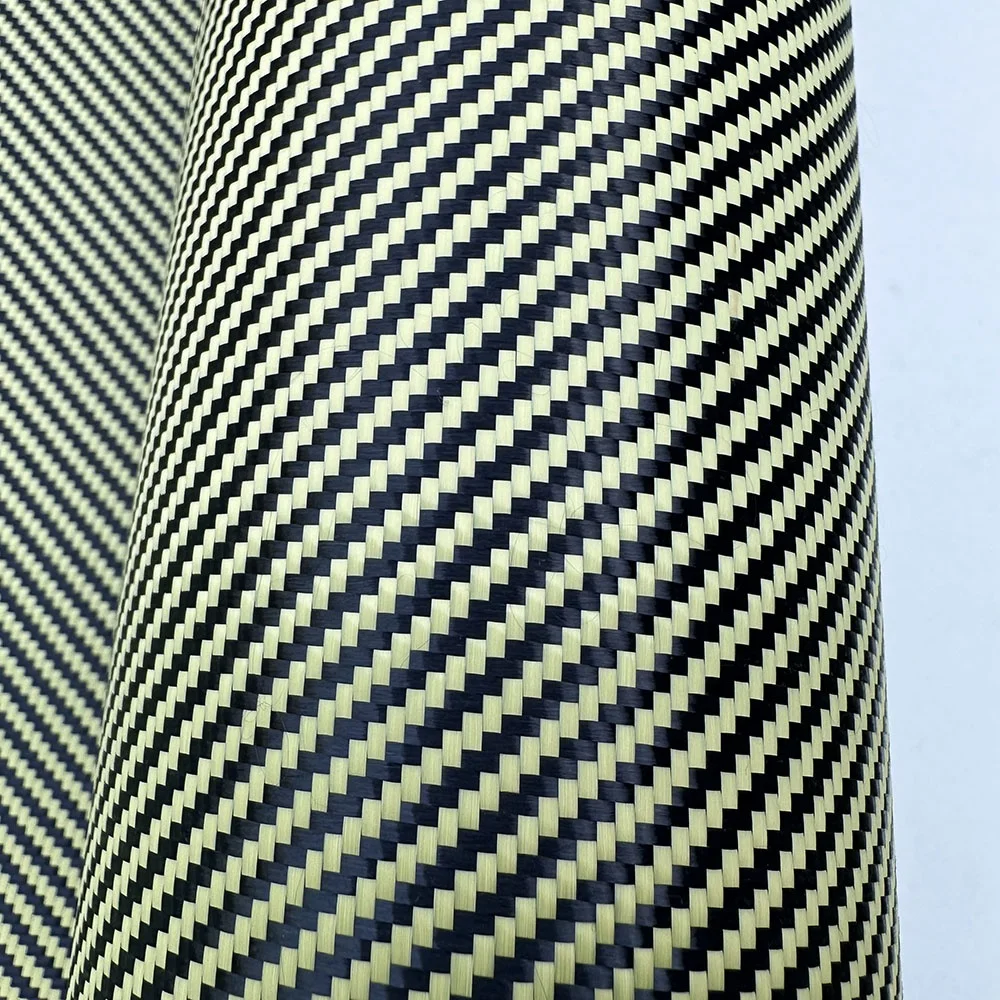 Fashionable popular design twill weave pattern yellow carbon aramid hybrid fabric carbon kevlars