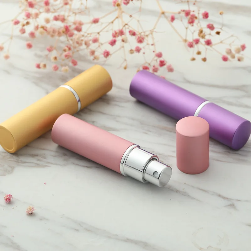 2022 travel portable aluminum tube perfume glass bottle 10ml spray empty essential oil spray bottle