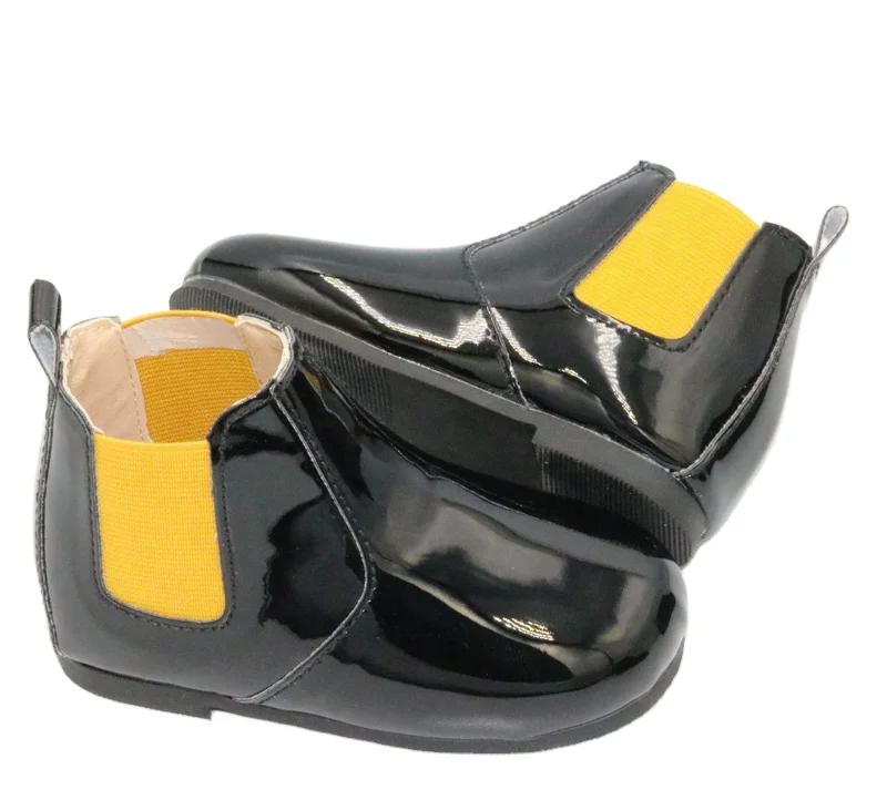 2019 new fashion elastic kids red classy leather boots hard sole winter leather boots